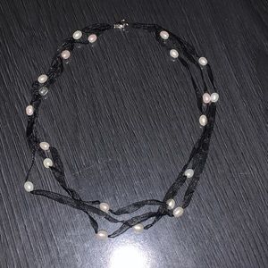 Freshwater pearl ribbon necklace